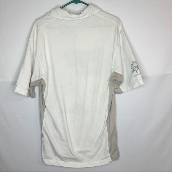 Harley Davidson Thrashed Collared Biker Motorcycle Shirt Cream Tan Logo Large - Picture 7 of 9